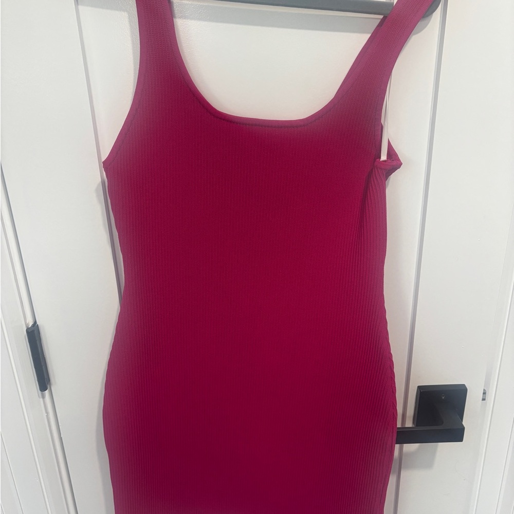 Aritzia Babaton ribbed contour Vibrant Pink Mini Dress
